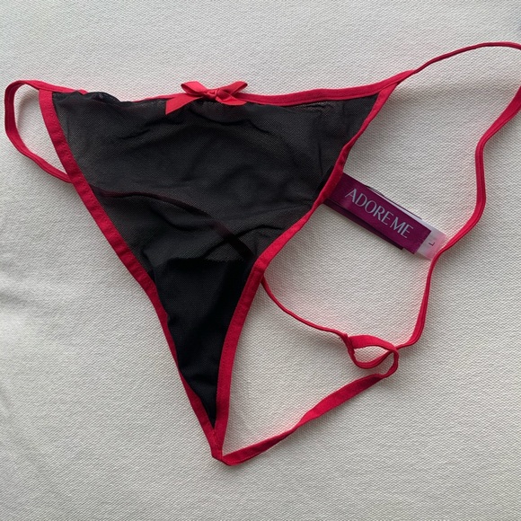 Mesh Satin Trim Unlined G-String Panties Thongs - Picture 1 of 9